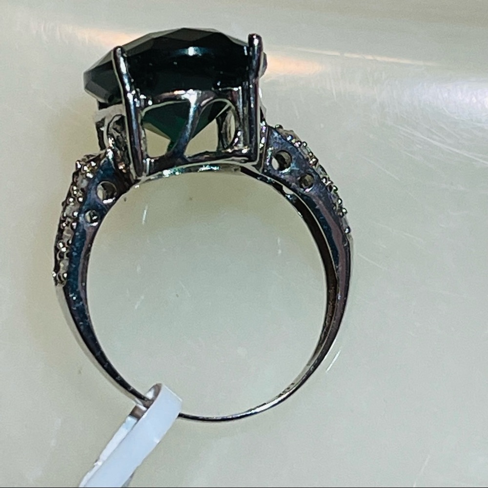 🎁NWT 10K STUNNING 9.50 CT RUSSIAN EMERALD & DIAMOND 10KT SOLID WHITE GOLD RING! - Picture 12 of 12